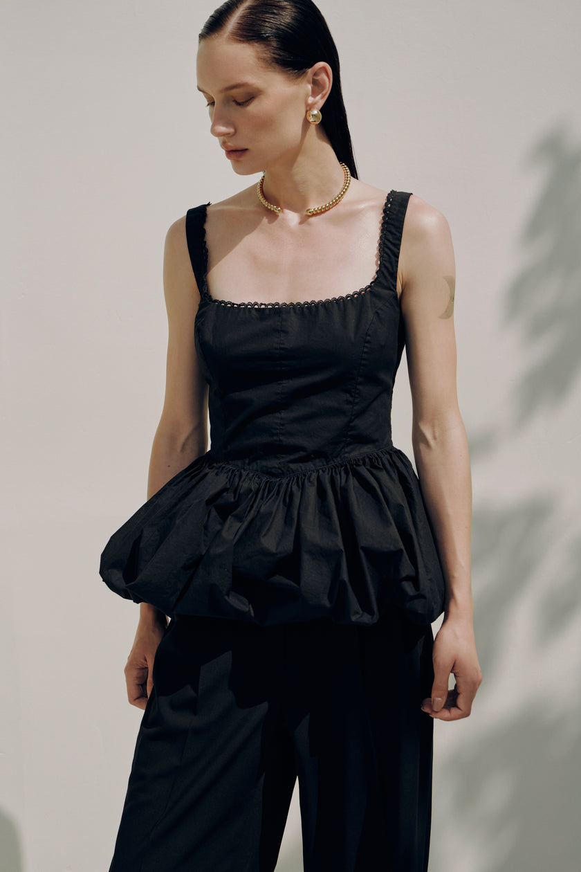 Топ балон чорний з мереживом