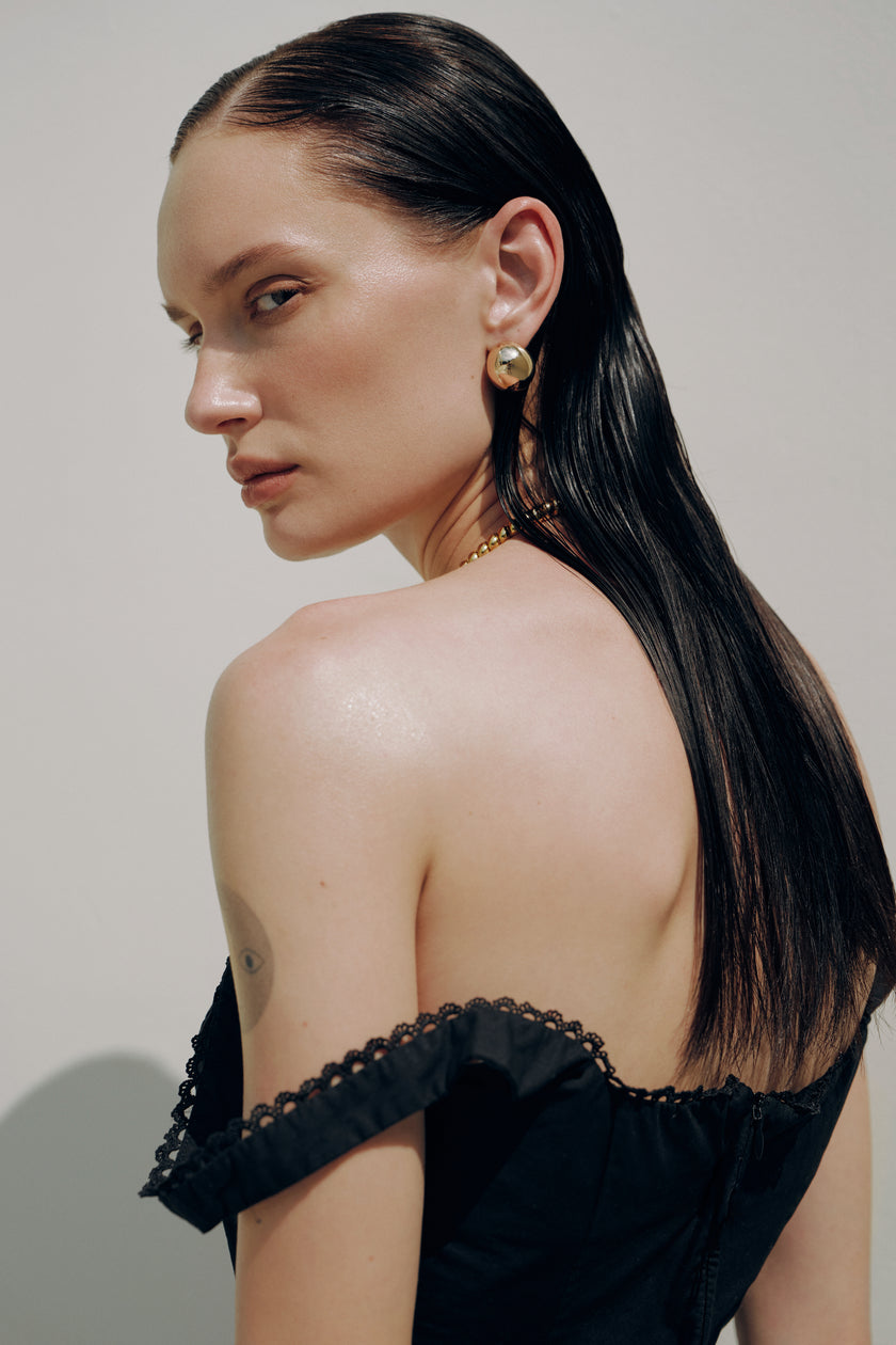 Топ балон чорний з мереживом