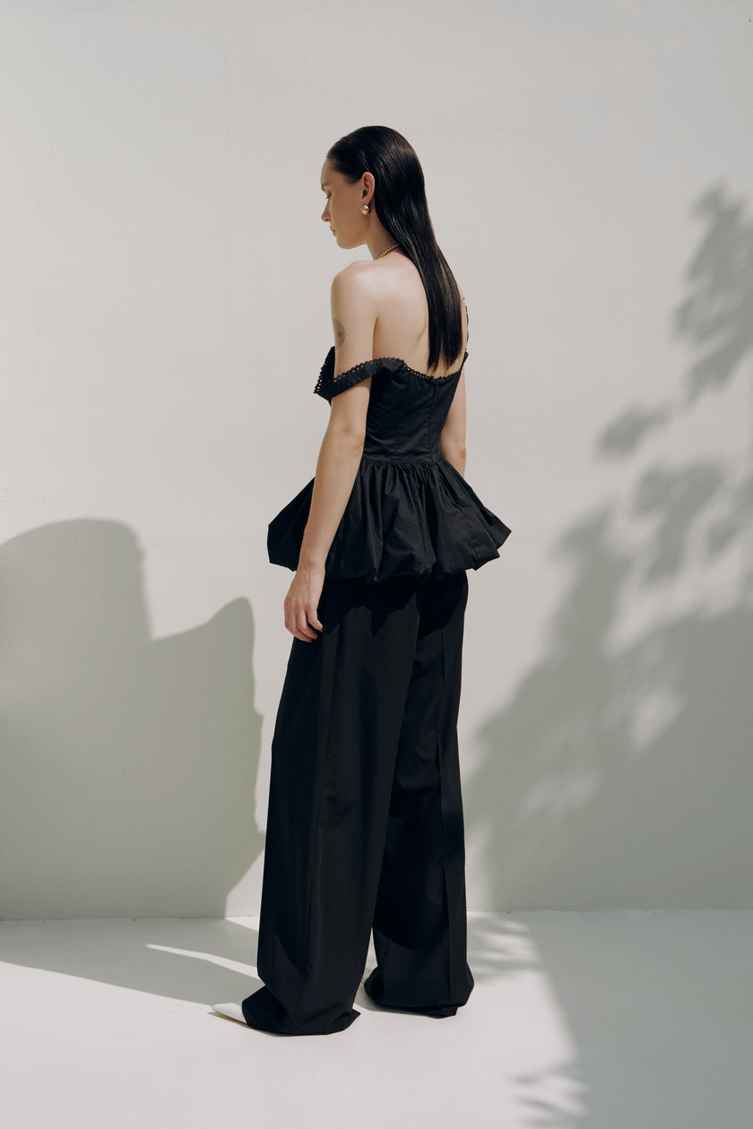 Топ балон чорний з мереживом