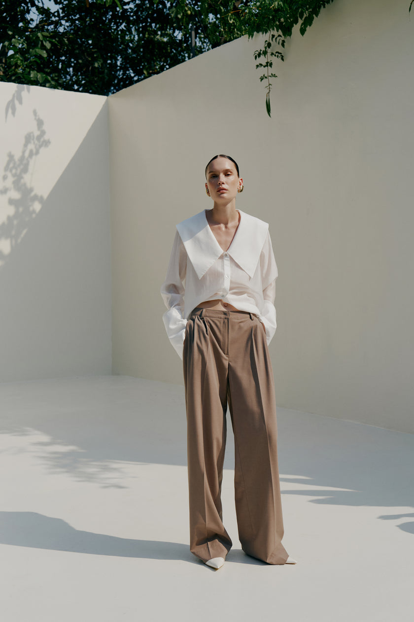 Брюки коричневі палаццо