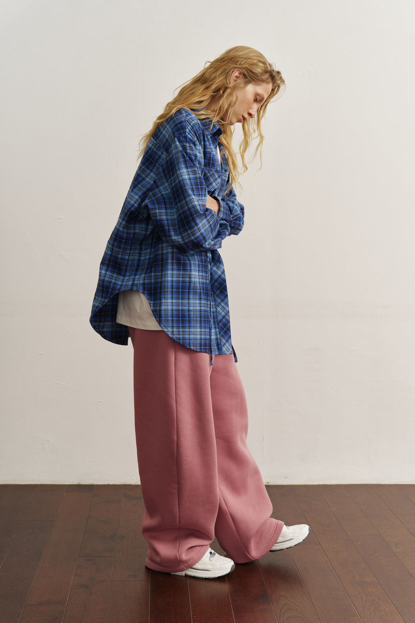 Сорочка з кулісками картата синя