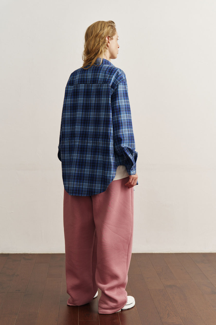 Сорочка з кулісками картата синя