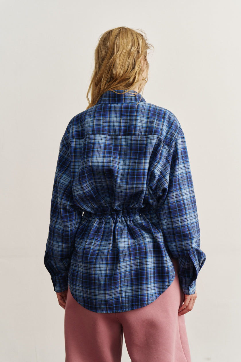 Сорочка з кулісками картата синя