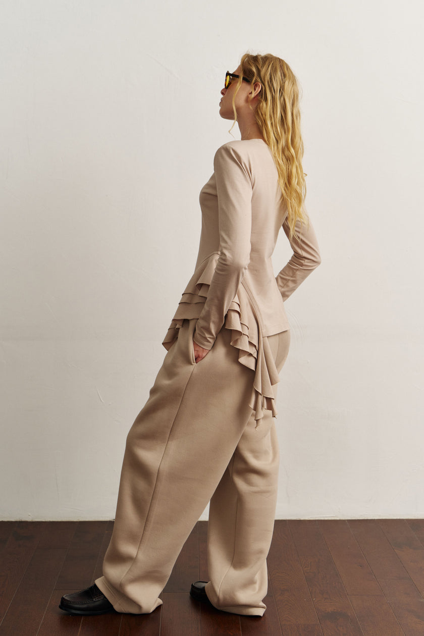 Лонгслів з драпіруванням темний таш