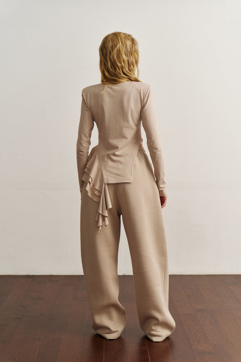 Лонгслів з драпіруванням темний таш