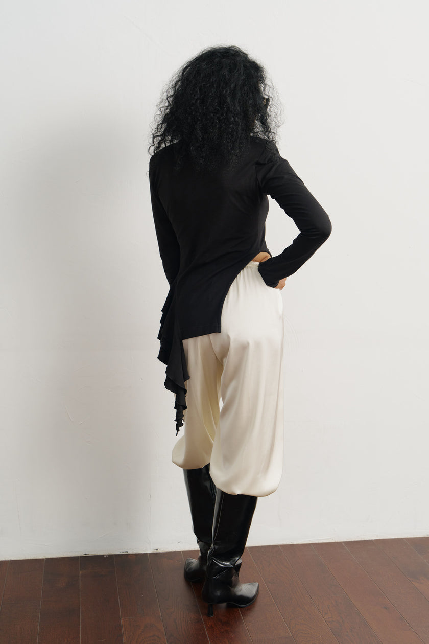 Лонгслів з драпіруванням чорний