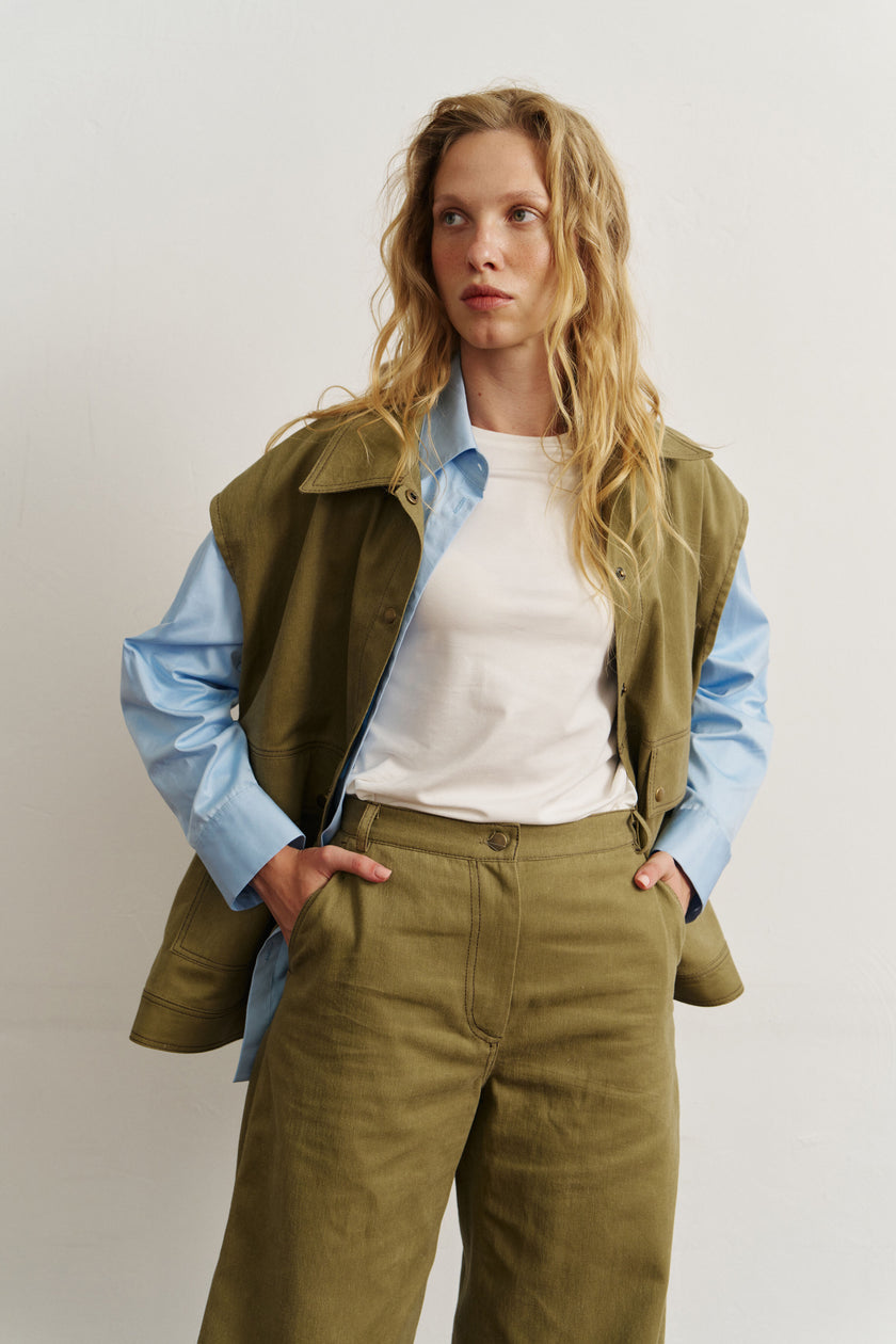 Штани котонові хакі