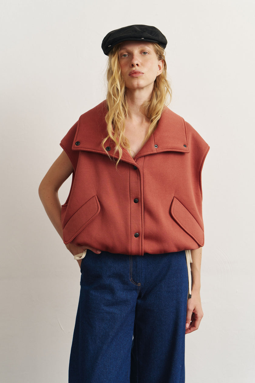 Жилет оверсайз цегляний