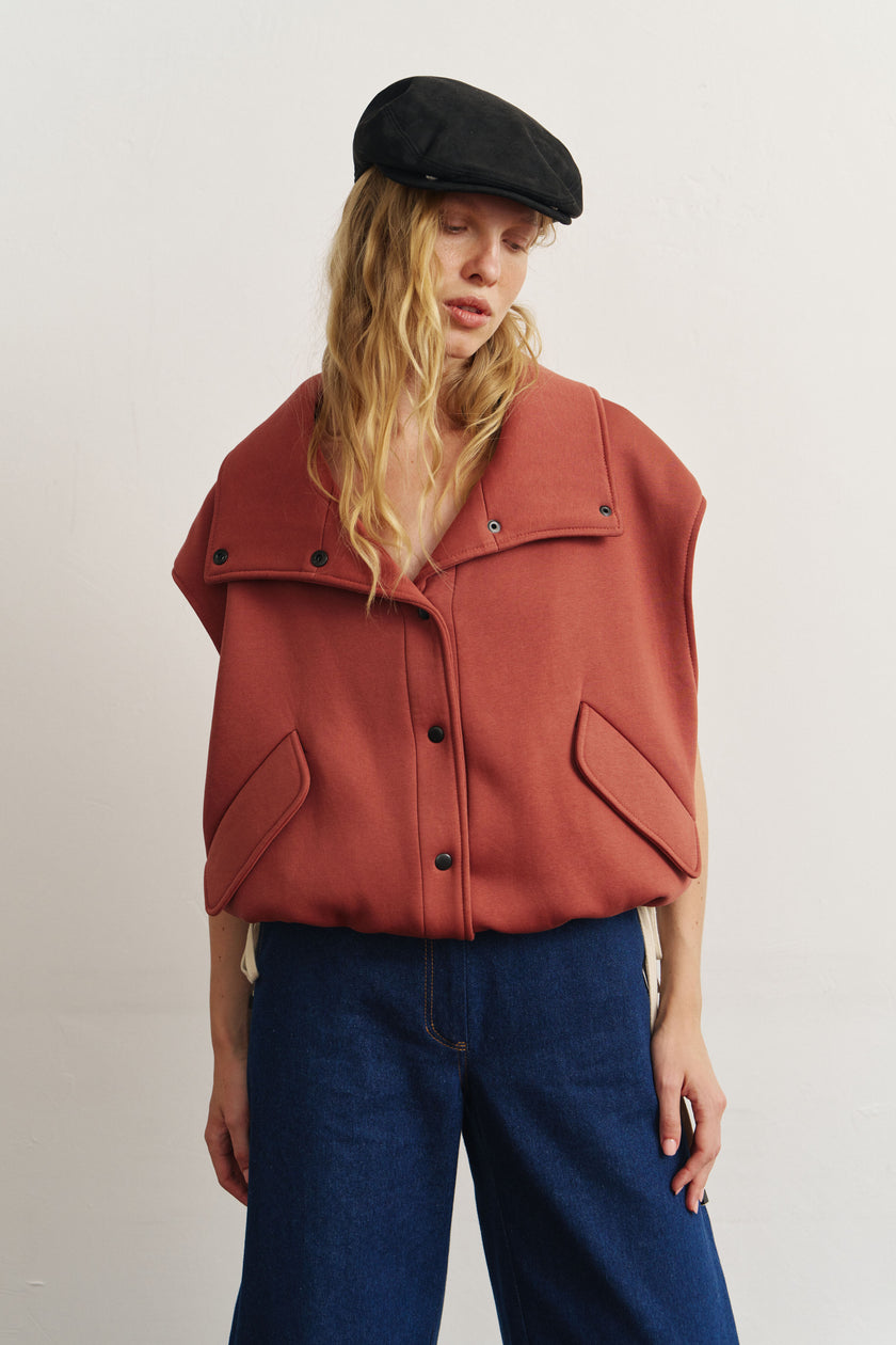 Жилет оверсайз цегляний