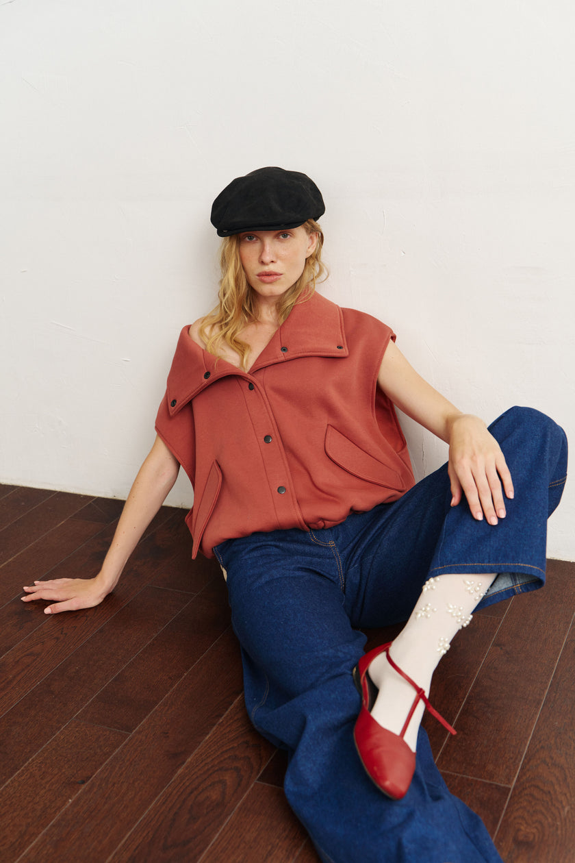 Жилет оверсайз цегляний