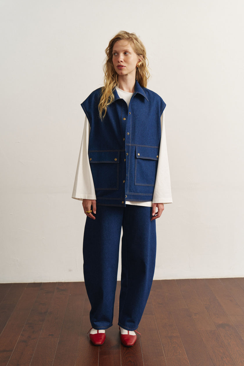 Жилет котоновий синій