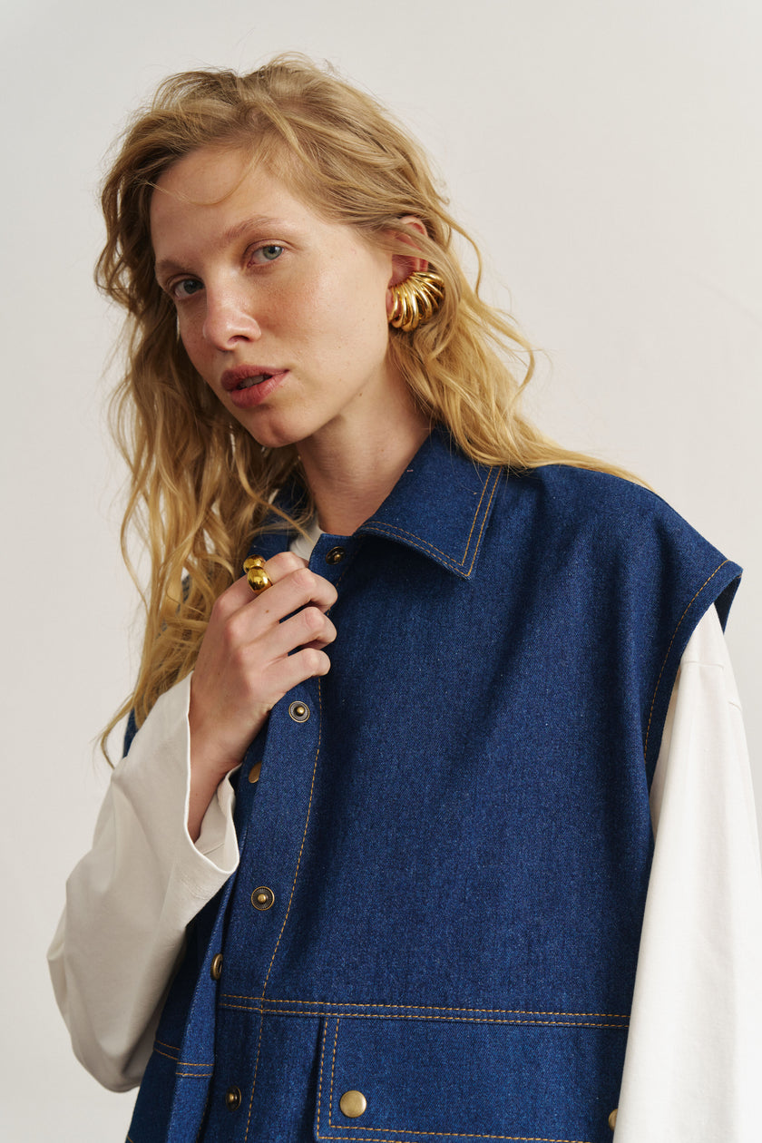 Жилет котоновий синій