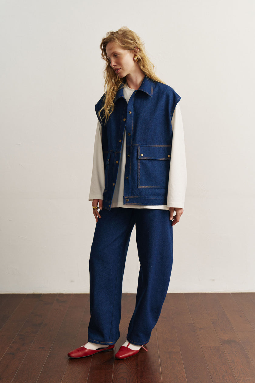 Жилет котоновий синій