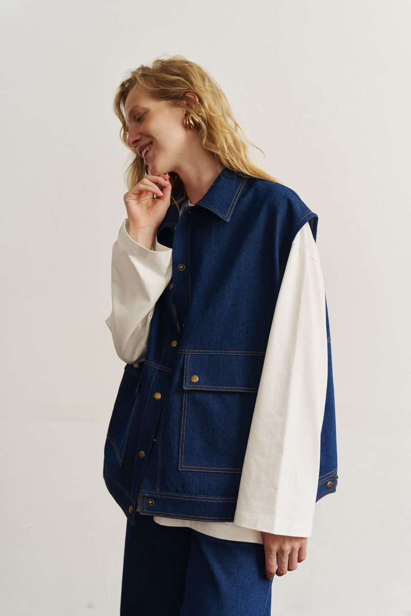 Жилет котоновий синій