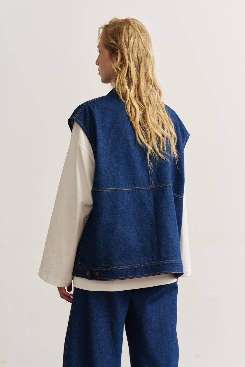 Жилет котоновий синій