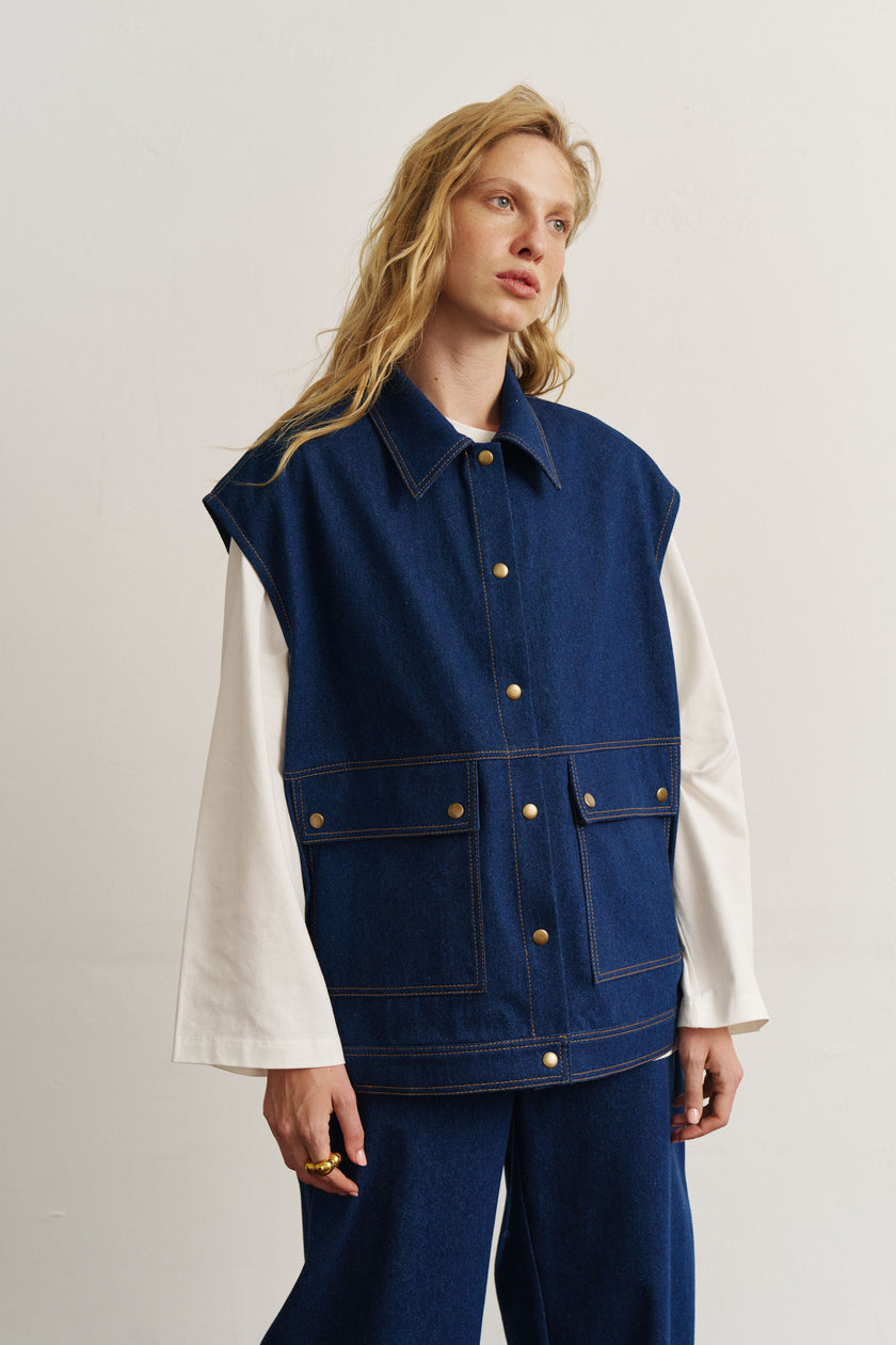 Жилет котоновий синій