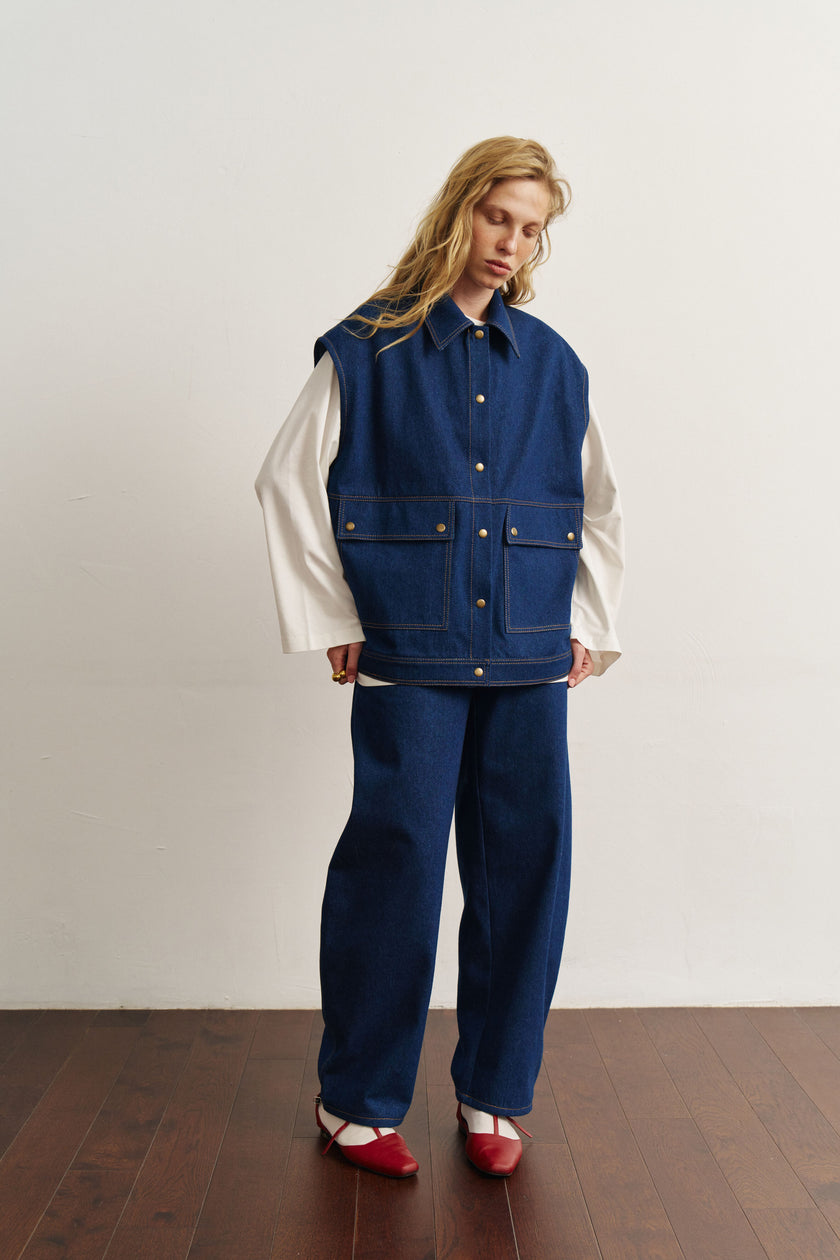 Жилет котоновий синій