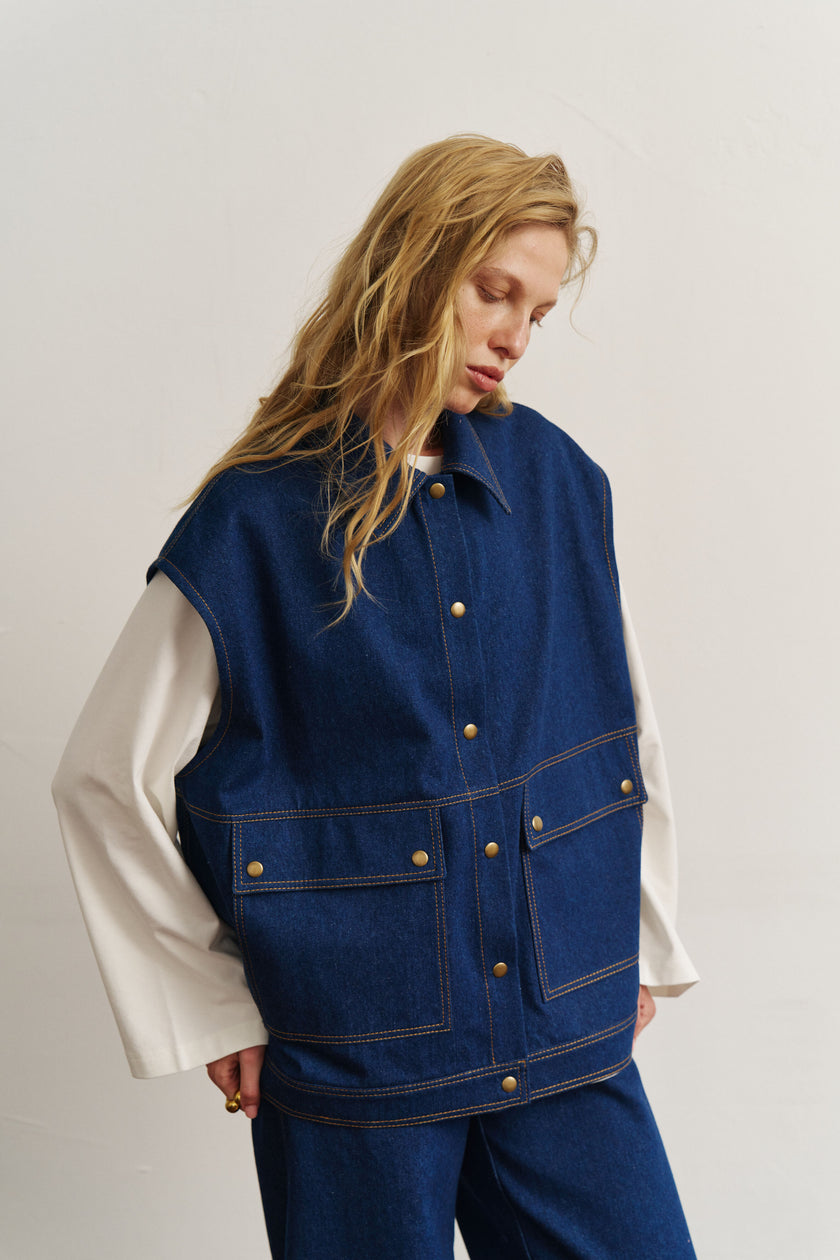 Жилет котоновий синій