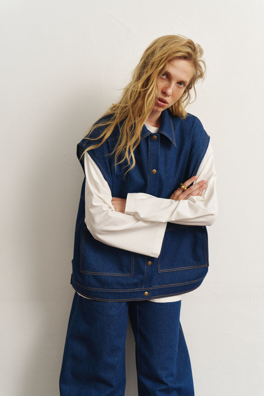 Жилет котоновий синій