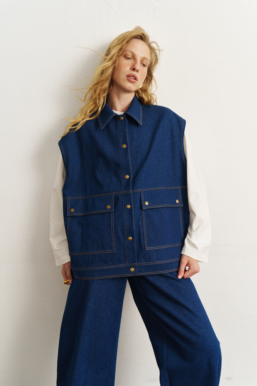 Жилет котоновий синій