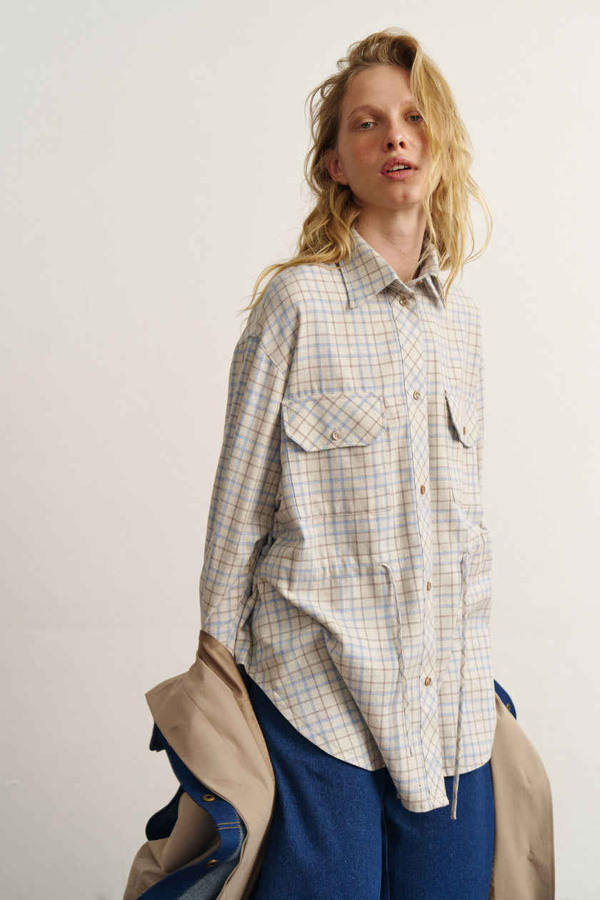 Сорочка з кулісками картата світла