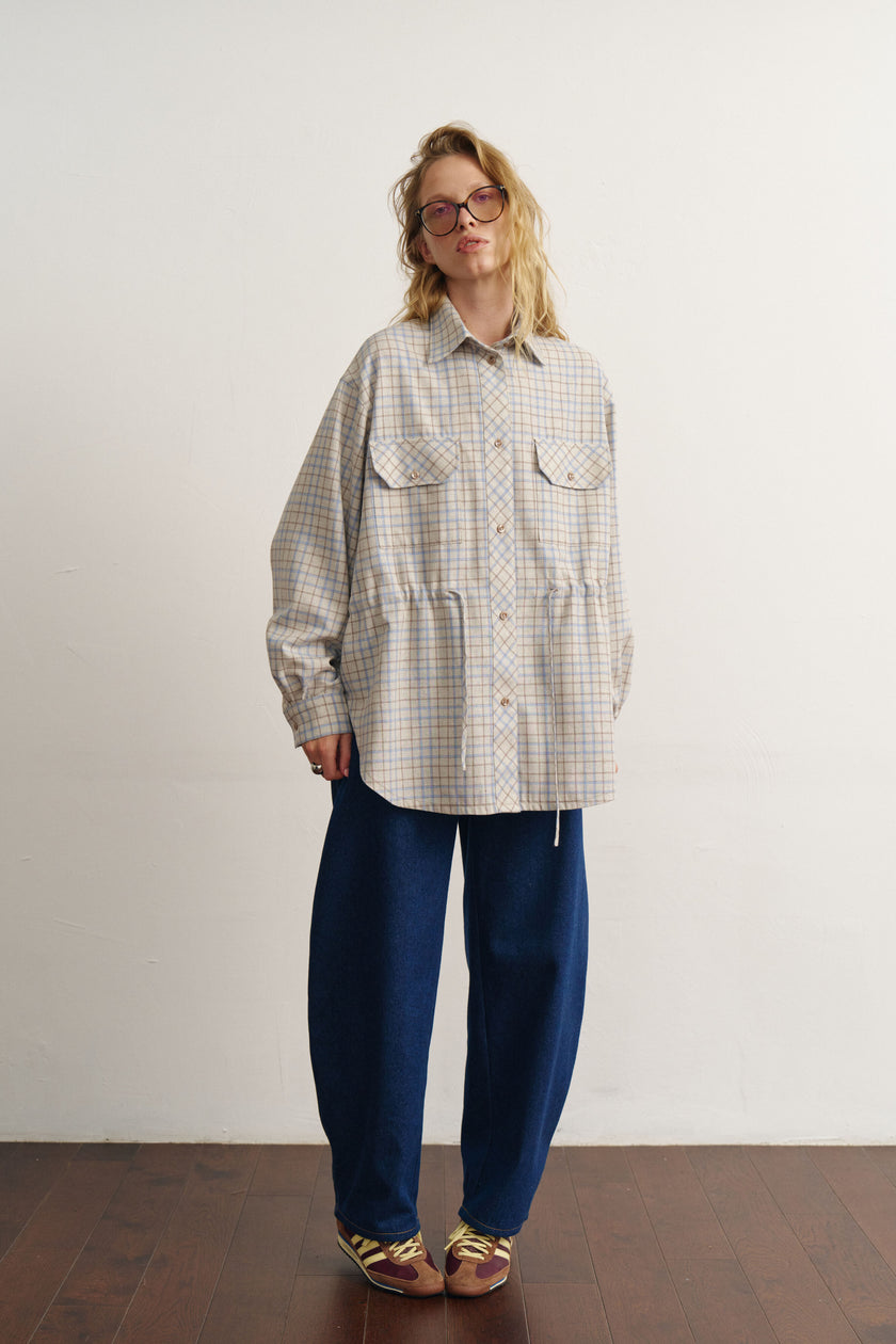 Сорочка з кулісками картата світла