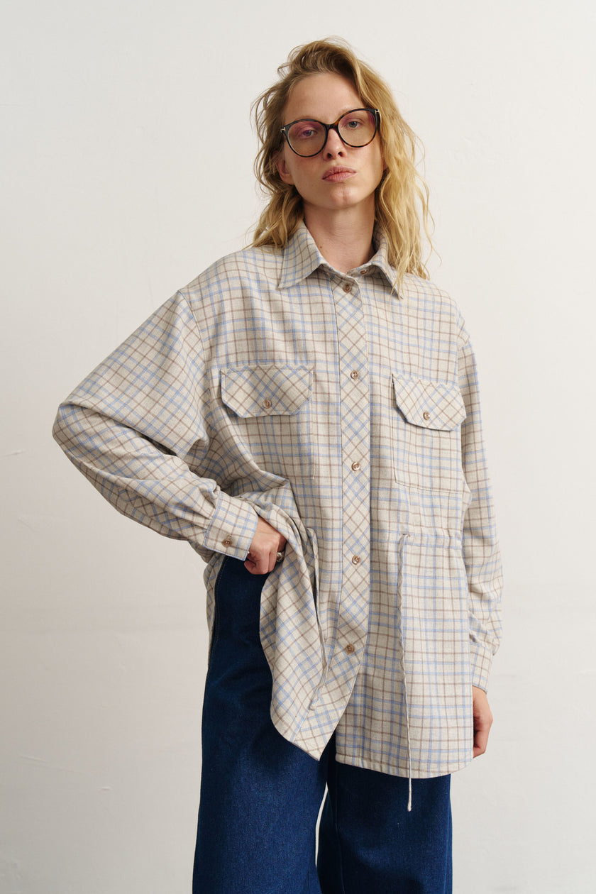 Сорочка з кулісками картата світла