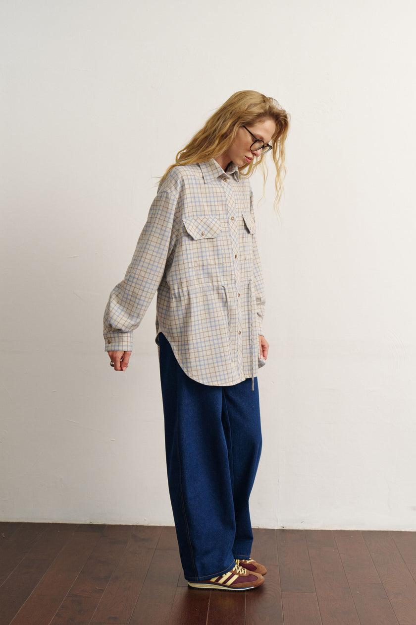 Сорочка з кулісками картата світла