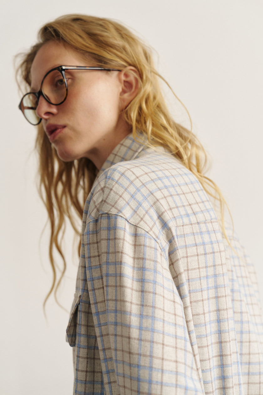 Сорочка з кулісками картата світла