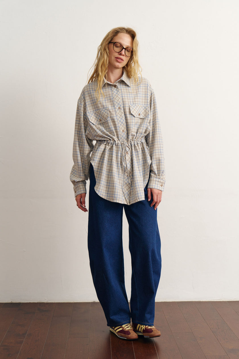 Сорочка з кулісками картата світла