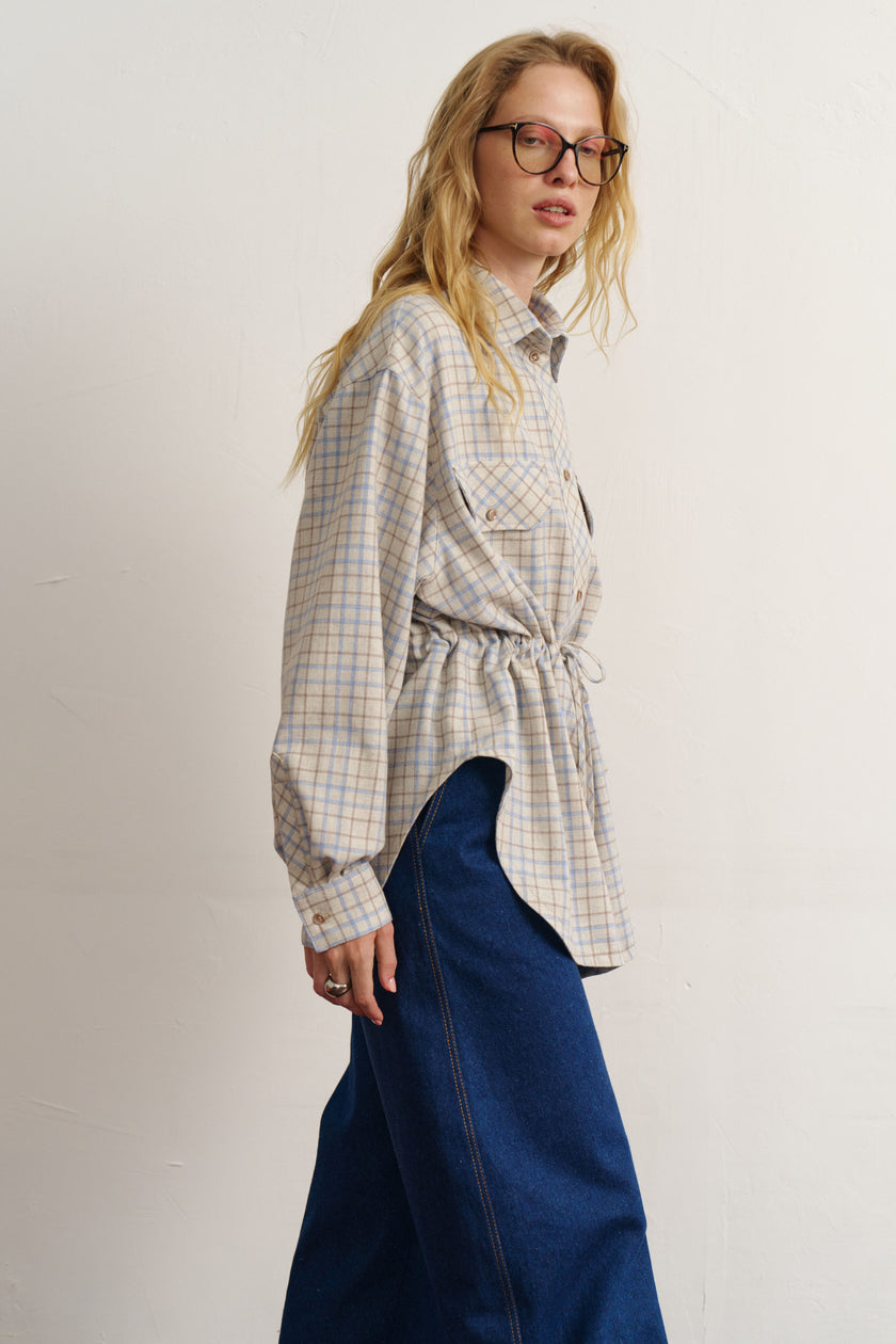 Сорочка з кулісками картата світла