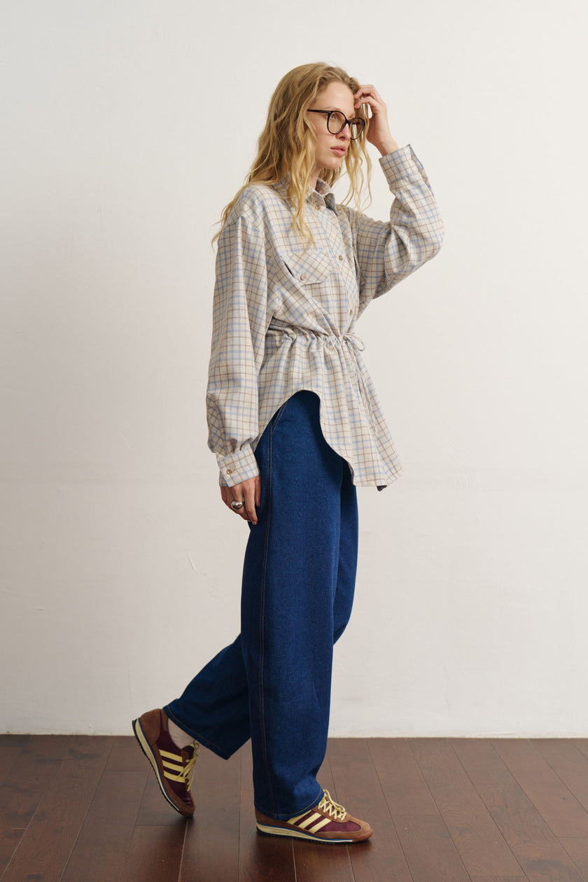 Сорочка з кулісками картата світла