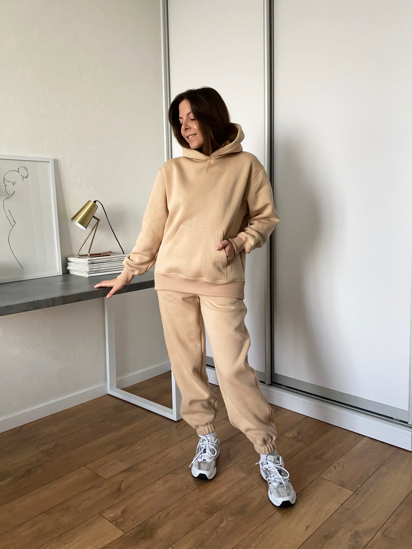 Худі тринитка без начосу бежевий