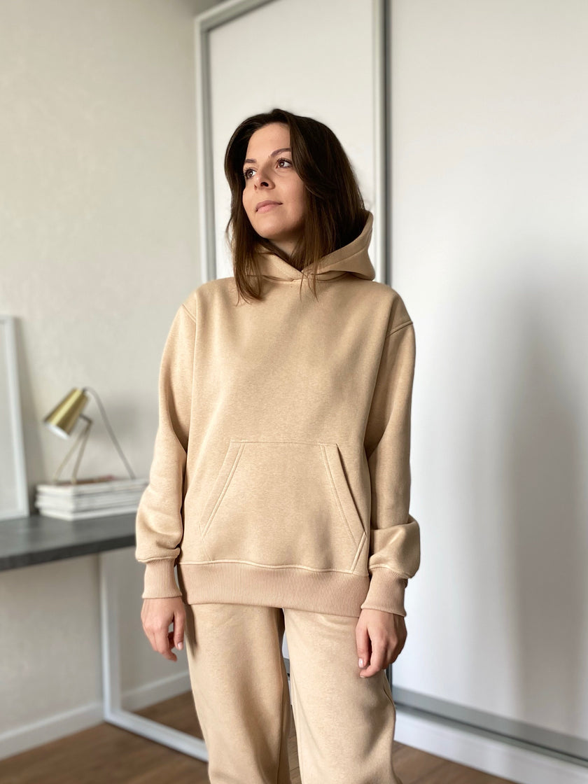 Худі тринитка без начосу бежевий