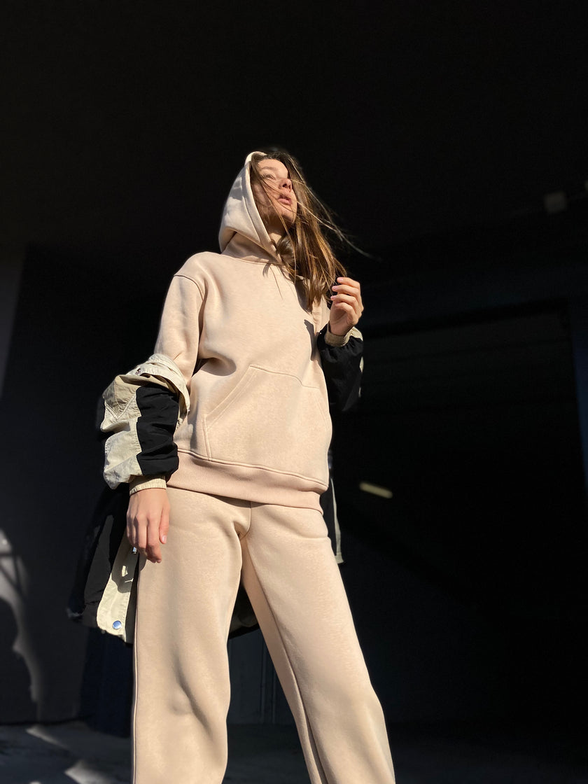 Худі тринитка без начосу бежевий