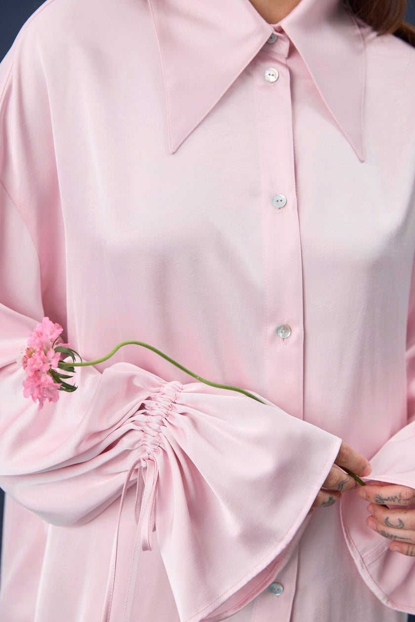Сорочка сатинова рожева