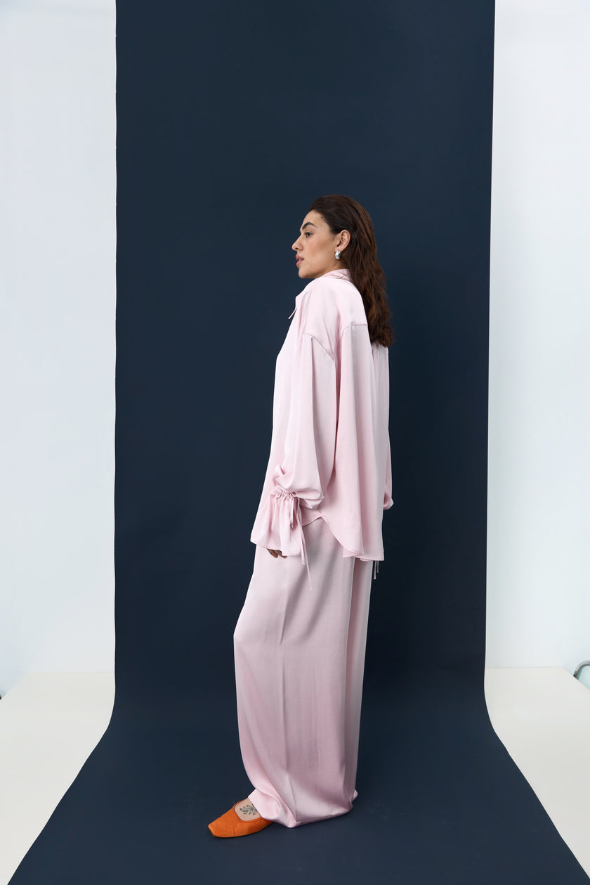 Сорочка сатинова рожева