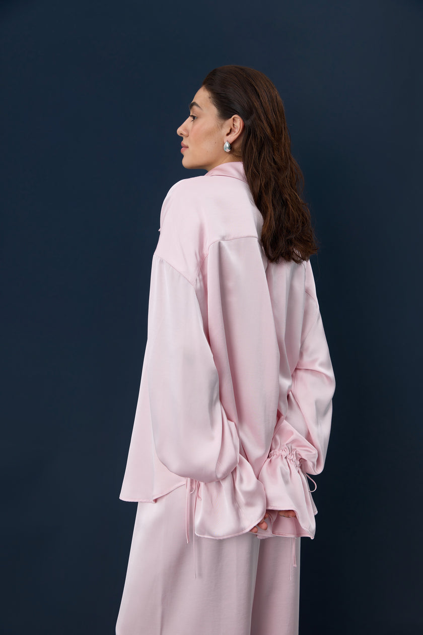 Сорочка сатинова рожева
