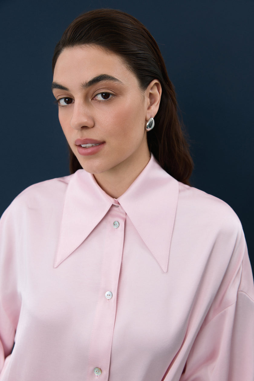 Сорочка сатинова рожева