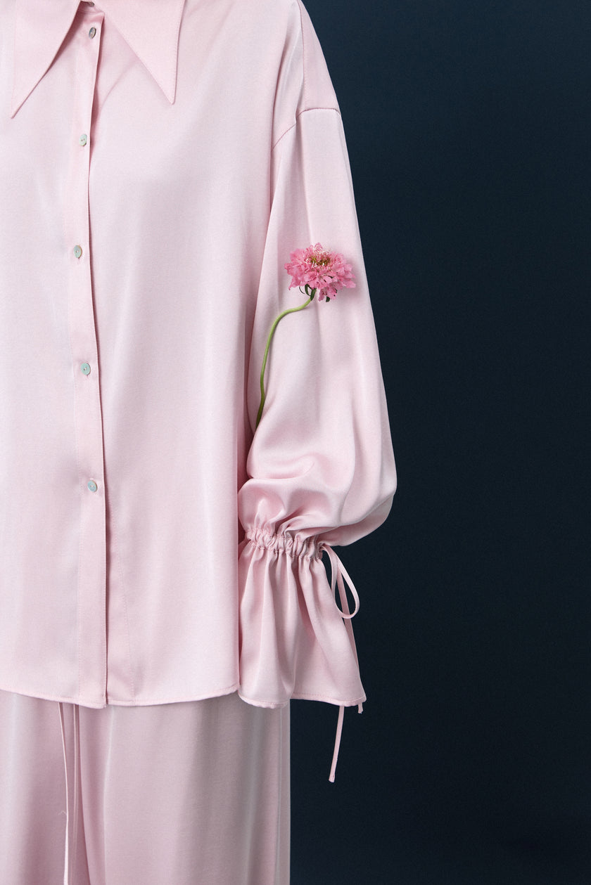 Сорочка сатинова рожева