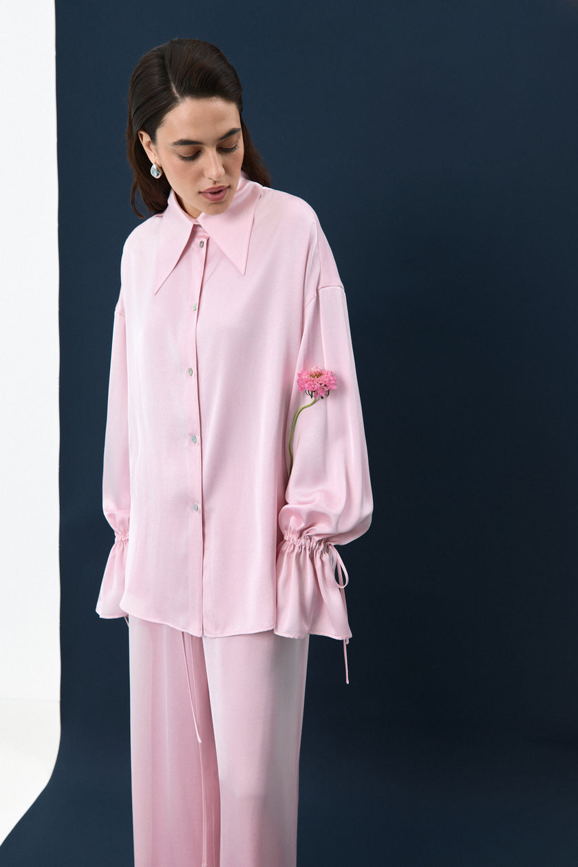 Сорочка сатинова рожева