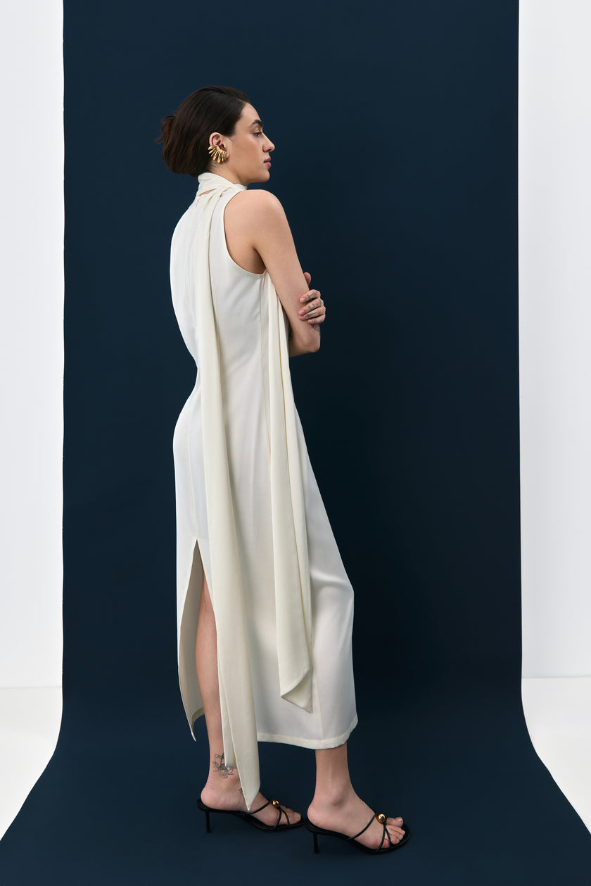 Сукня з шарфом сатинова