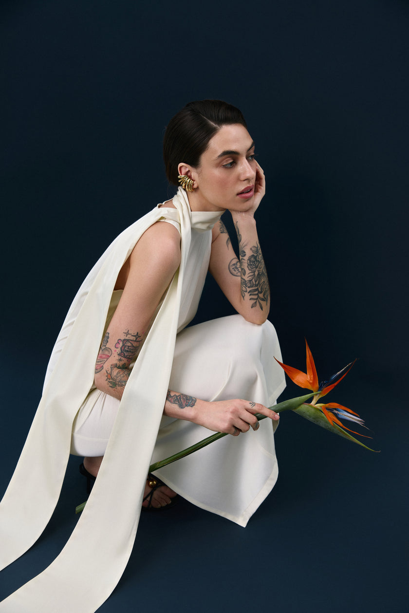 Сукня з шарфом сатинова