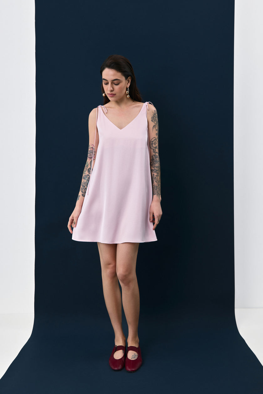 Сукня міні сатинова рожева