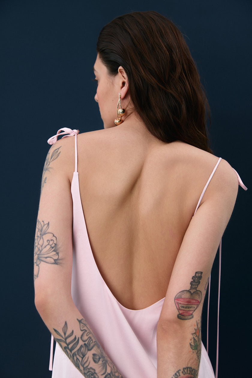 Сукня міні сатинова рожева