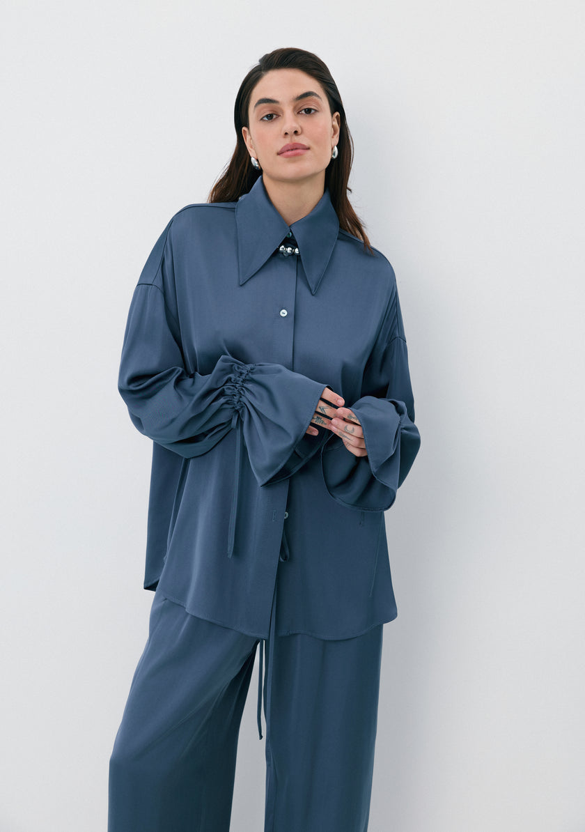 Штани сатинові блакитні