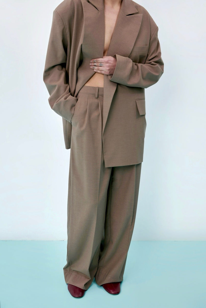 Брюки коричневі палаццо