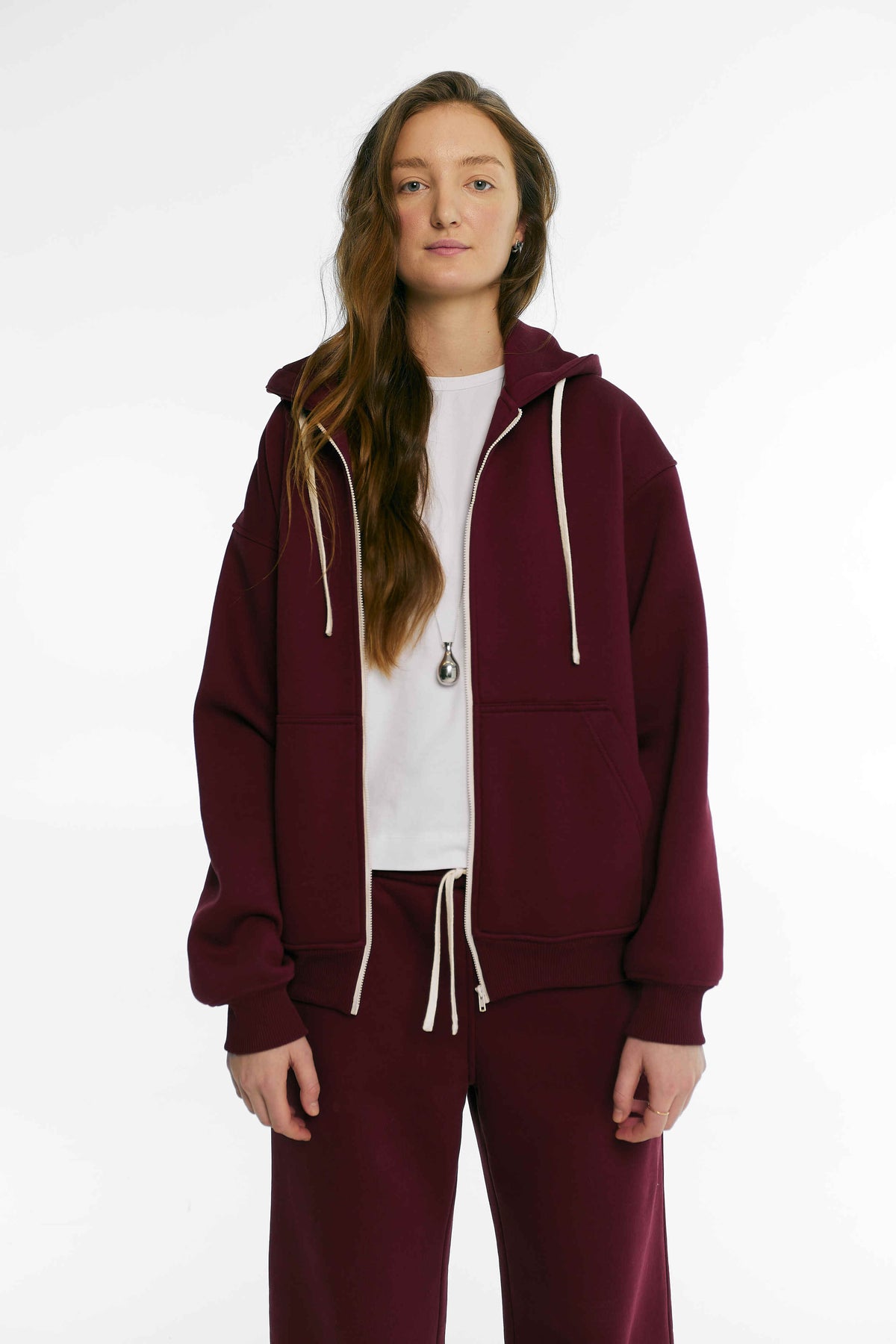 Zip-худі утеплений бордо