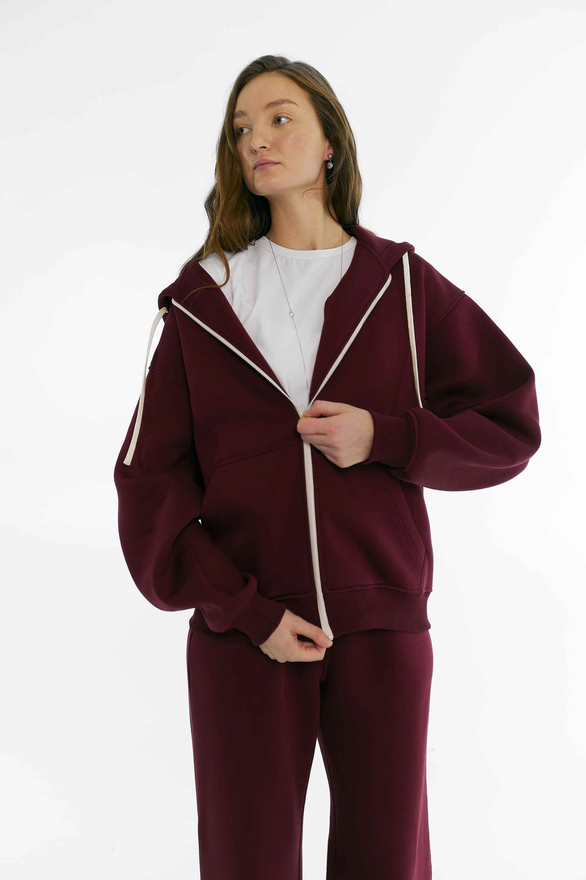 Zip-худі утеплений бордо