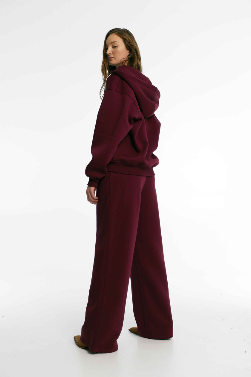 Штани палаццо утеплені бордо